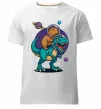 Чоловіча преміум футболка Динозавр та капібара в космосі Білий фото