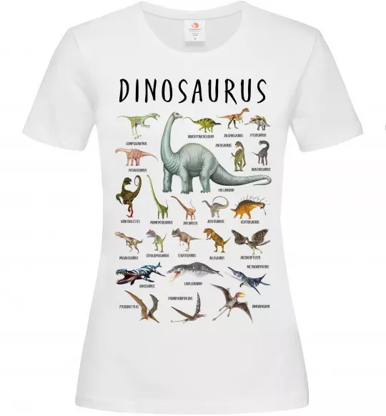 Женская футболка Види динозаврів Белый фото
