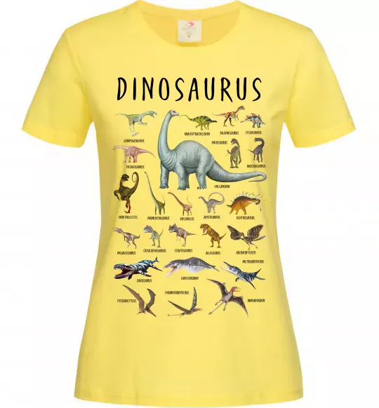 Женская футболка Види динозаврів Лимонный фото