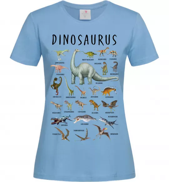 Женская футболка Види динозаврів Голубой фото