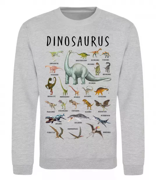 Свитшот Види динозаврів Серый меланж фото