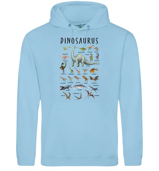 Жіноча толстовка (худі) Види динозаврів Блакитний фото