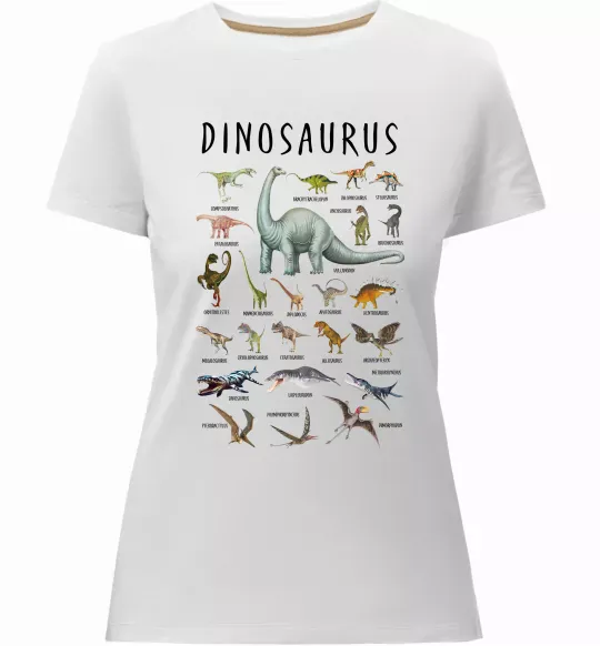 Женская премиум футболка Види динозаврів Белый фото