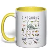Чашка з кольоровою ручкою Види динозаврів Лимонний фото