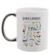 Чашка з кольоровою ручкою Види динозаврів Срібло фото