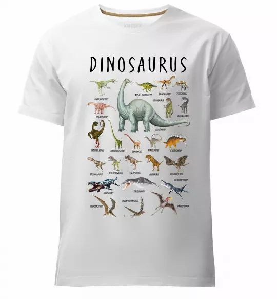 Мужская премиум футболка Види динозаврів Белый фото