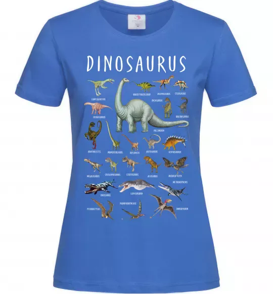 Женская футболка Види динозаврів Ярко-синий фото
