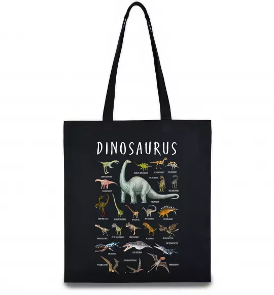 Еко-сумка Види динозаврів Чорний фото