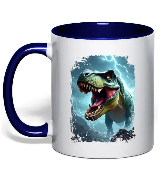 Чашка з кольоровою ручкою Thunder Rex Глибокий темно-синій фото