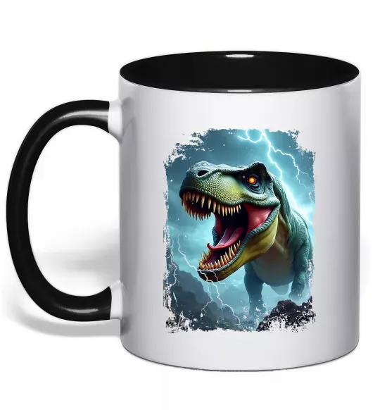 Чашка з кольоровою ручкою Thunder Rex Чорний фото