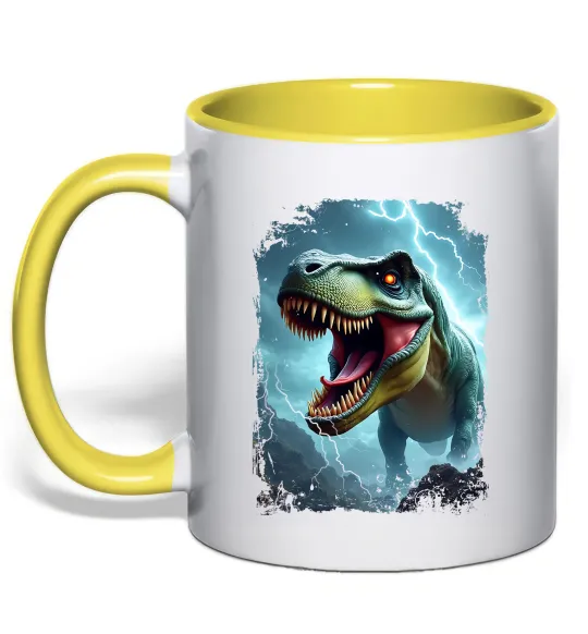 Чашка с цветной ручкой Thunder Rex Лимонный фото