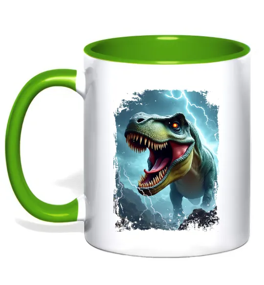 Чашка с цветной ручкой Thunder Rex Лаймовый фото