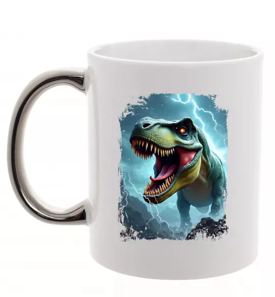 Чашка з кольоровою ручкою Thunder Rex Срібло фото