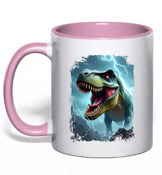 Чашка з кольоровою ручкою Thunder Rex Ніжно рожевий фото