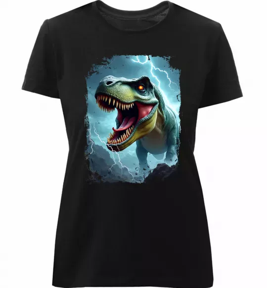 Женская премиум футболка Thunder Rex Черный фото