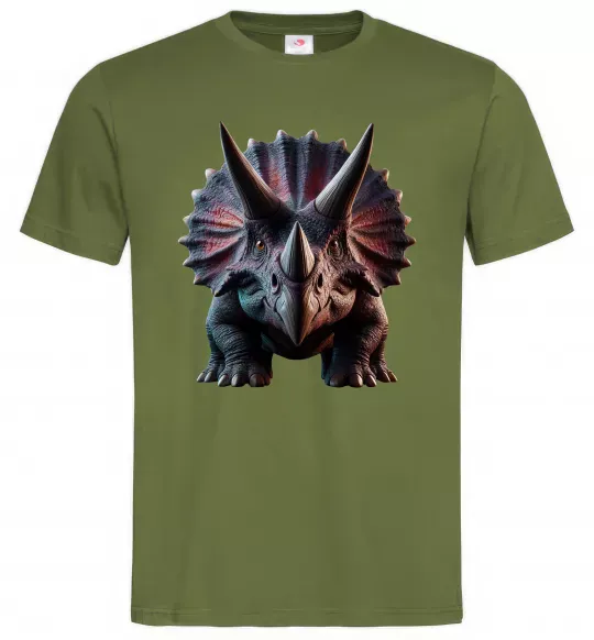 Мужская футболка Трицератопс Оливковый фото