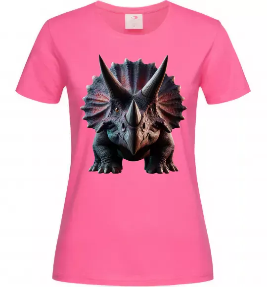 Женская футболка Трицератопс Ярко-розовый фото