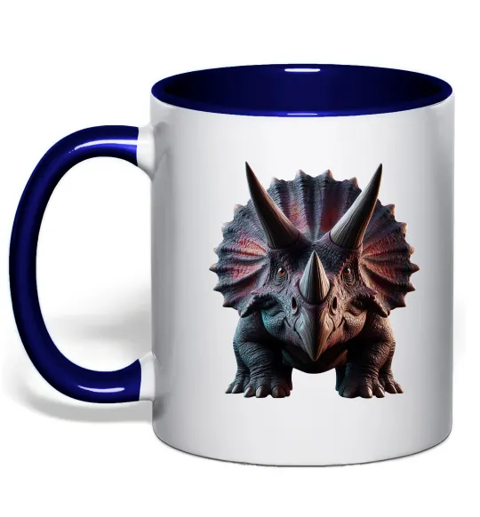 Чашка с цветной ручкой Трицератопс Глубокий темно-синий фото