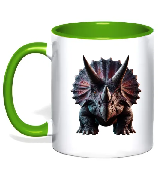 Чашка с цветной ручкой Трицератопс Лаймовый фото