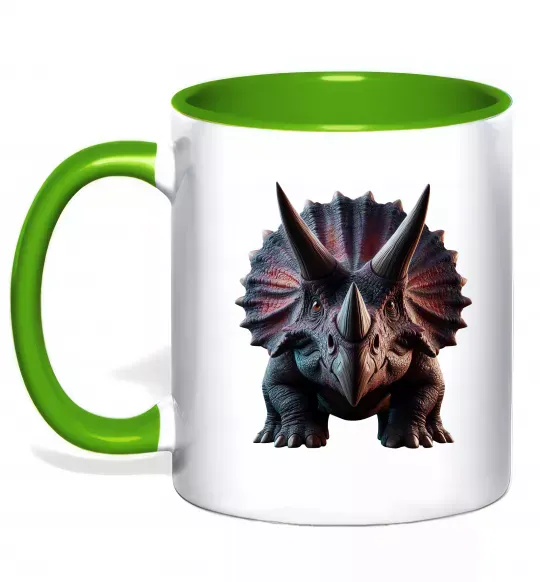 Чашка с цветной ручкой Трицератопс Зеленый фото