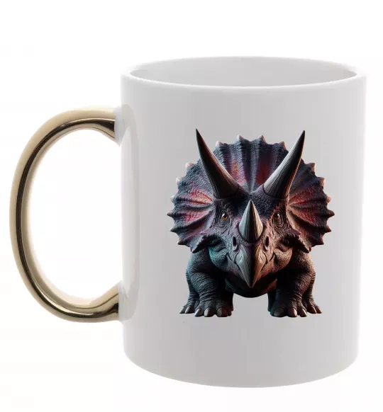 Чашка с цветной ручкой Трицератопс Золото фото