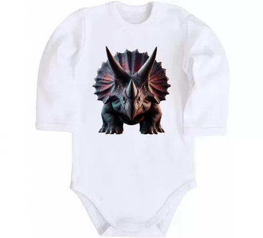 Дитячий бодік Трицератопс Білий фото