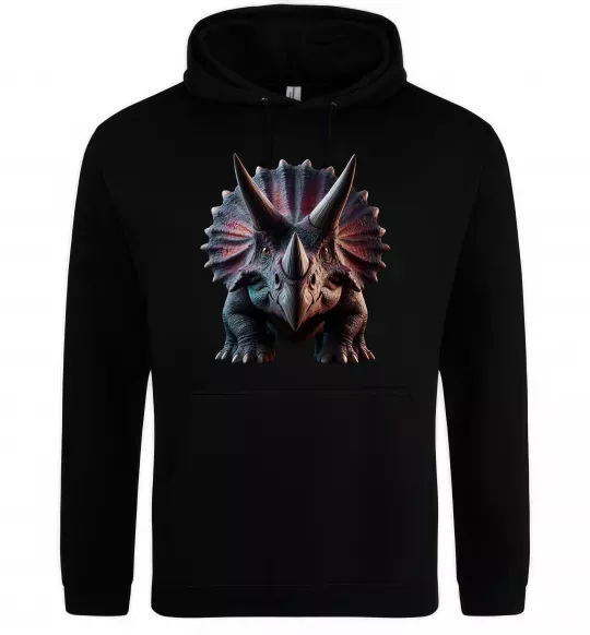 Мужская толстовка (худи) Трицератопс Черный фото