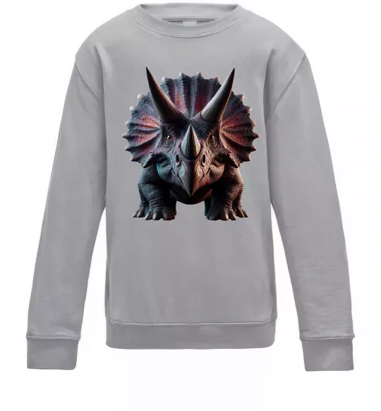 Детский Свитшот Трицератопс Серый меланж фото