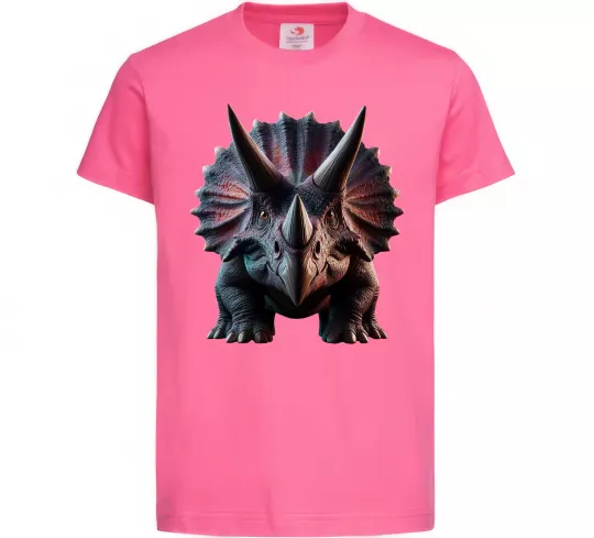 Детская футболка Трицератопс Ярко-розовый фото