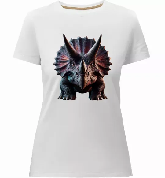Женская премиум футболка Трицератопс Белый фото