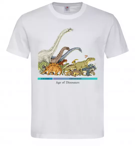 Мужская футболка Age of dinosaurs Белый фото