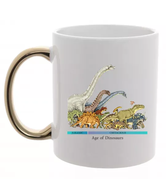 Чашка с цветной ручкой Age of dinosaurs Золото фото