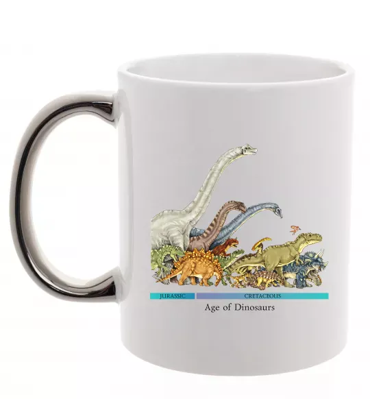 Чашка с цветной ручкой Age of dinosaurs Серебро фото