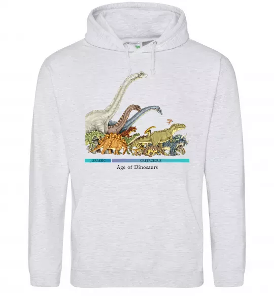 Мужская толстовка (худи) Age of dinosaurs Серый меланж фото