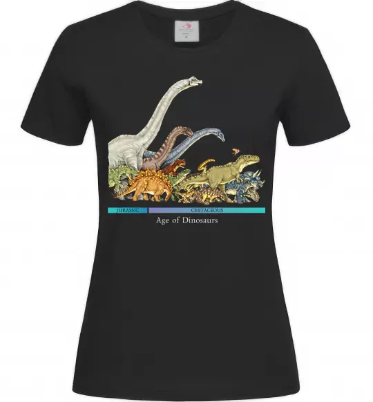 Женская футболка Age of dinosaurs Черный фото