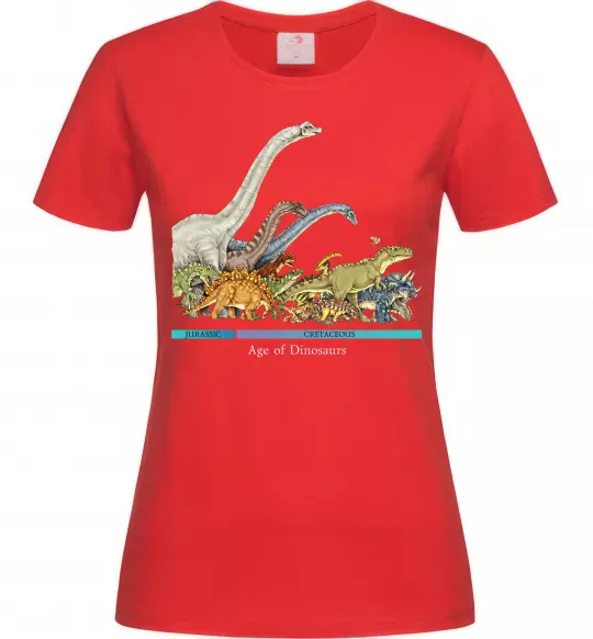 Женская футболка Age of dinosaurs Красный фото