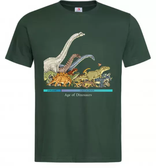 Мужская футболка Age of dinosaurs Темно-зеленый фото
