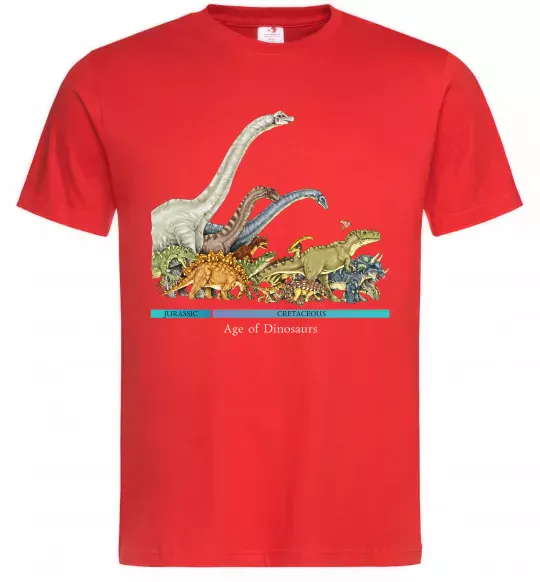 Мужская футболка Age of dinosaurs Красный фото