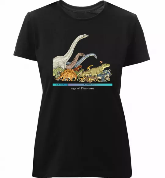 Женская премиум футболка Age of dinosaurs Черный фото