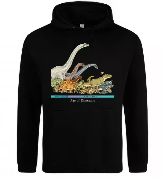 Мужская толстовка (худи) Age of dinosaurs Черный фото