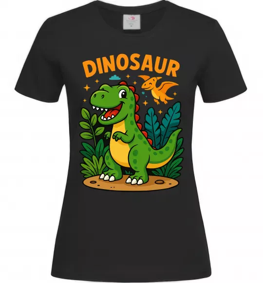 Жіноча футболка Dinosaur Чорний фото