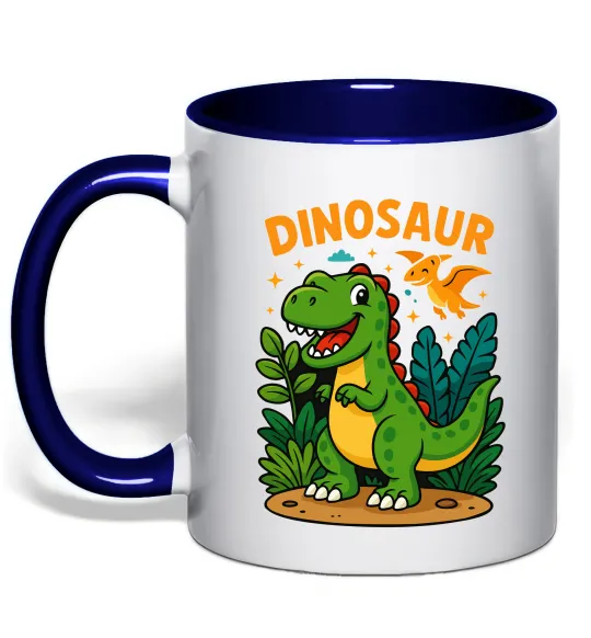 Чашка с цветной ручкой Dinosaur Глубокий темно-синий фото