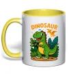 Чашка з кольоровою ручкою Dinosaur Лимонний фото