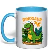 Чашка с цветной ручкой Dinosaur Голубой фото