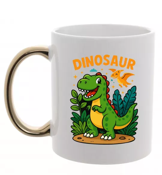 Чашка с цветной ручкой Dinosaur Золото фото