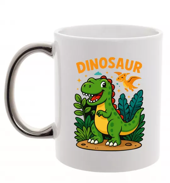 Чашка с цветной ручкой Dinosaur Серебро фото