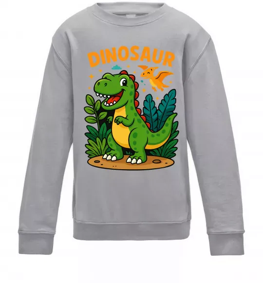 Детский Свитшот Dinosaur Серый меланж фото