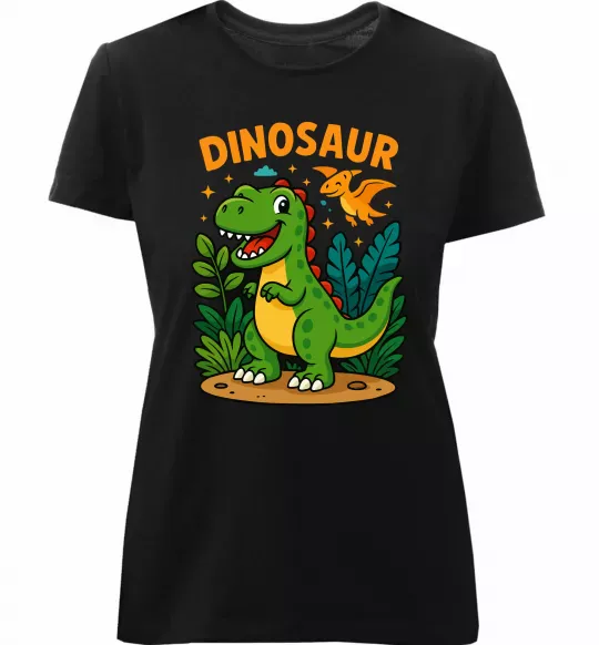 Женская премиум футболка Dinosaur Черный фото