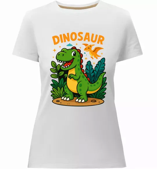 Женская премиум футболка Dinosaur Белый фото