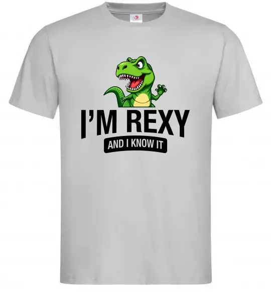 Мужская футболка I`m rexy and I know it Серый фото